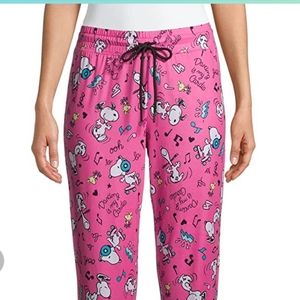 Women's Peanuts Snoopy Dancing is My Cardio Pink Plush Jogger Sleep Pants
